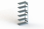 Anbauregal 1-zeilig, Rahmen zerlegt HxLxT 2500x1000x500 mm, verzinkt Meta Clip S3 AR 230/1650 kg 6 Böden