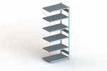 Anbauregal 1-zeilig, Rahmen zerlegt HxLxT 2500x1000x600 mm, grau RAL 7035 Meta Clip S3 AR 230/1650 kg 6 Böden