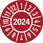 Keuringssticker voor één jaar Ø 15 mm 100 badges Jaar 2024 met maanden