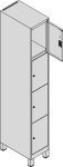 Vakkenkast met voetjes HxBxD 1950x300x500 mm Aantal vakken 1 x 4 Keuze uit kleuren