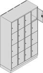 Vakkenkast met sokkel HxBxD 1950x1200x500 mm Aantal vakken 4 x 4 Keuze uit kleuren