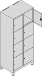 Vakkenkast met voetjes HxBxD 1950x800x500 mm Aantal vakken 2 x 4 Keuze uit kleuren