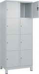 Vakkenkast met voetjes HxBxD 1950x800x500 mm Aantal vakken 2 x 4 lichtgrijs, RAL 7035