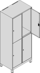 Garderobenschrank, 2x2 Abteile 400 mm HxBxT 1950x800x500 mm Farbwahl doppeltstöckig mit Füßen