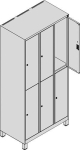 Garderobenschrank, 3 x 2 Abteile HxBxT 1950x900x500 mm Farbwahl doppeltstöckig mit Füßen