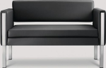 Visitor couch only Seat width 1050xD500 mm 2-seater, black imitation leather