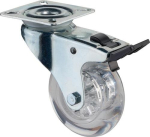 Lenkrolle Kunststoff transparent Ø 50 mm Tragfähigkeit 40 kg mit Feststeller, BS Rollen