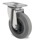 Zwenkwiel Rollager Massief rubber grijs Ø 200 mm Draagvermogen 205 kg met opschroefbare plaat, Promat