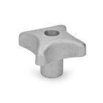 Kreuzgriff DIN 6335-AL-20-M4-D-MT mit Gewinde-Durchloch, Aluminium