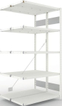 Anbauregal 2-zeilig, Rahmen zerlegt HxLxT 2000x1000x400 mm, RAL 7035 Meta Clip S3 DAR 150/1100 kg 2x5 Böden