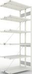 Anbauregal 2-zeilig, Rahmen zerlegt HxLxT 2500x1000x300 mm, RAL 7035 Meta Clip S3 DAR 150/1650 kg 2x6 Böden