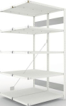 Anbauregal 2-zeilig, Rahmen zerlegt HxLxT 2000x1000x500 mm, RAL 7035 Meta Clip S3 DAR 150/1100 kg 2x5 Böden