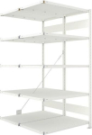 Anbauregal 2-zeilig, Rahmen vorgefertigt HxLxT 2000x1000x600 mm, RAL 7035 Meta Clip DAR 150/1650 kg 2x5 Böden