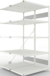 Anbauregal 2-zeilig, Rahmen zerlegt HxLxT 2000x1000x600 mm, RAL 7035 Meta Clip S3 DAR 150/1100 kg 2x5 Böden