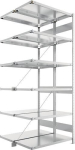 Anbauregal 2-zeilig, Rahmen vorgefertigt HxLxT 2500x1000x500 mm, verzinkt Meta Clip DAR 150/2400 kg 2x6 Böden