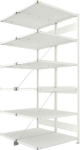 Anbauregal 2-zeilig, Rahmen vorgefertigt HxLxT 2500x1000x600 mm, RAL 7035 Meta Clip DAR 150/2400 kg 2x6 Böden