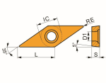 Inzetstuk positief draaien VBMT 110204E-UR:T9325 Pramet