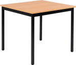 Stalen buistafel, paneeldikte 19 mm L800xB800xH740mm, beuken decor Vierkante buis zwart, BMV