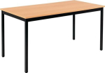 Stalen buistafel, paneeldikte 19 mm L700xB1400xH740mm, beuken decor Vierkante buis zwart, BMV