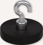Rubberised neodymium magnets Ø 31 mm, with hook Ø 6.4 mm Eichner box of 5