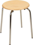 Kruk, verchroomd, beuken naturel Zithoogte 453 mm Zitting Ø 355 mm BMV