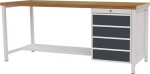 Workbench 4 drawers 1 shelf WxDxH 1500x859x750 mm beech plywood light blue/anthracite grey, Lokoma