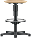 Drehhocker mit Bodengleiter und Fußring Buche natur, 560-830 mm Holz Bimos