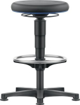 Drehhocker mit Bodengleiter und Fußring Kunstleder schwarz, 560-830 mm Bimos