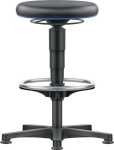 Drehhocker mit Bodengleiter und Fußring Integralschaum schwarz, 560-830 mm Bimos