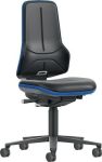Werkdraaistoel met wielen Kunstlederen bekleding zwart-blauw 470-640 mm Bimos Neon XXL