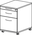 Container op rol H590xB428xD580mm essen eik 1 lade 1 hangmappenlade, Pro-B