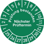 Meerjarige keuringsstickerfolie Ø 30 mm, zak van 100 stuks Examen geslaagd 25-30