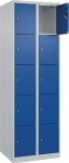 Legbordkast 2 x 5, 600mm Vloerglijders lichtgrijs RAL 7035, gentiaanblauw RAL 5010 C+P Evolo Plus