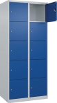 Legbordkast 2 x 5, 800mm Vloerglijders lichtgrijs RAL 7035, gentiaanblauw RAL 5010 C+P Evolo Plus