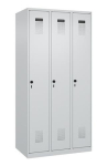 Garderobenschrank, 3 Abteile lichtgrau, RAL 7035/lichtgrau, RAL 7035 Bodengleiter 900 mm, C+P Evolo PLUS