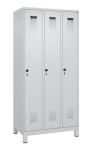 Garderobenschrank, 3 Abteile lichtgrau, RAL 7035/lichtgrau, RAL 7035 Füße 900 mm, C+P Evolo PLUS