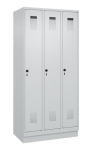 Garderobenschrank, 3 Abteile lichtgrau, RAL 7035/lichtgrau, RAL 7035 Sockel 900 mm, C+P Evolo PLUS