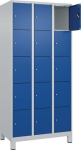 Vakkenkast 3 x 5, voeten 900mm lichtgrijs RAL 7035, gentiaanblauw RAL 5010 C+P Evolo Plus