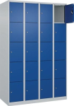 Legbordkast 4 x 5, 1200mm Vloerglijders lichtgrijs RAL 7035, gentiaanblauw RAL 5010 C+P Evolo Plus
