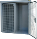 Container for gas cylinders with roof WxDxH 2120x1210x2265 mm, mouse grey with partition wall, Bauer