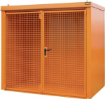 Container for gas cylinders with roof WxDxH 2425x1610x2265 mm, yellow-orange without partition wall, Bauer