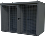 Container for gas cylinders with roof WxDxH 3120x1610x2295 mm, mouse grey with partition wall, Bauer