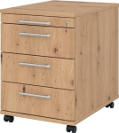 Rollcontainer H590xB428xT580mm Asteichedekor 3 Schubladen, Belo