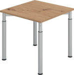 Desk HxWxD 680-820x800x800 mm knotty oak 4-legged frame, Hammerbacher Sero-H