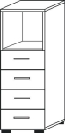 Regalschrank 3 OH 4 Schübe HxBxT 1100x400x417 mm graphit/Asteiche Hammerbacher Teda-Z