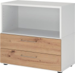 Regalschrank Regal, Schübe, Stellfüße HxBxT 748x800x417 mm weiß/Asteiche Hammerbacher FlexWall