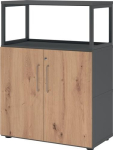Regalschrank Türen Rahmen Stellfüße HxBxT 1100x800x417 mm graphit/Asteiche Hammerbacher FlexWall
