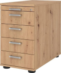 Standcontainer mit 4 Schubladen HxBxT 720-760x428x800 mm Asteichedekor mit Chromgriff, Hammerbacher Teda
