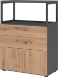 Regalschrank Schübe, Türen, Rahmen, Füße HxBxT 1100x800x417 mm graphit/Asteiche Hammerbacher FlexWall