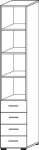 Regalschrank 6 OH 4 Schübe HxBxT 2154x400x417 mm graphit/Asteiche Hammerbacher Teda-Z